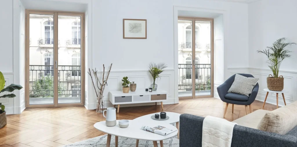 Maison appartement avec des fenêtres en bois alu MéO