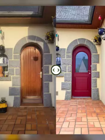 avant après porte d'entrée rénovation maison des année 70