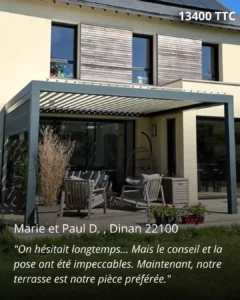 Pergola bioclimatique installé dans la maison bretonne. Avis de la propriétaire