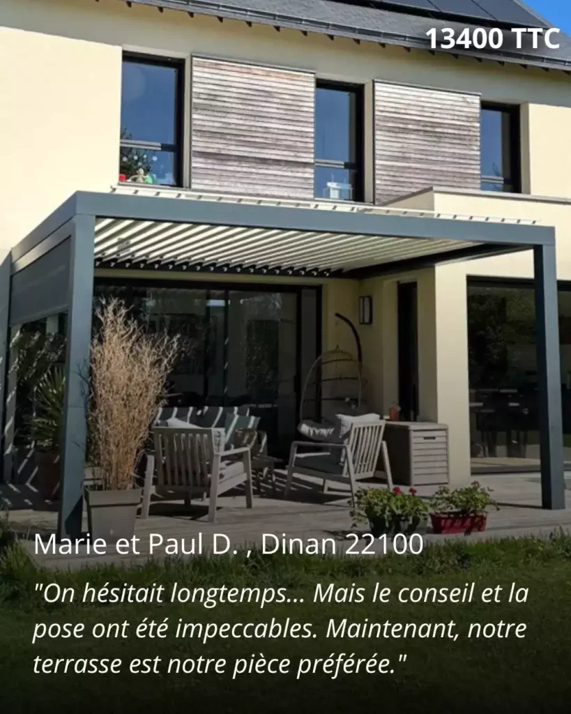 Pergola bioclimatique installé dans la maison bretonne. Avis de la propriétaire