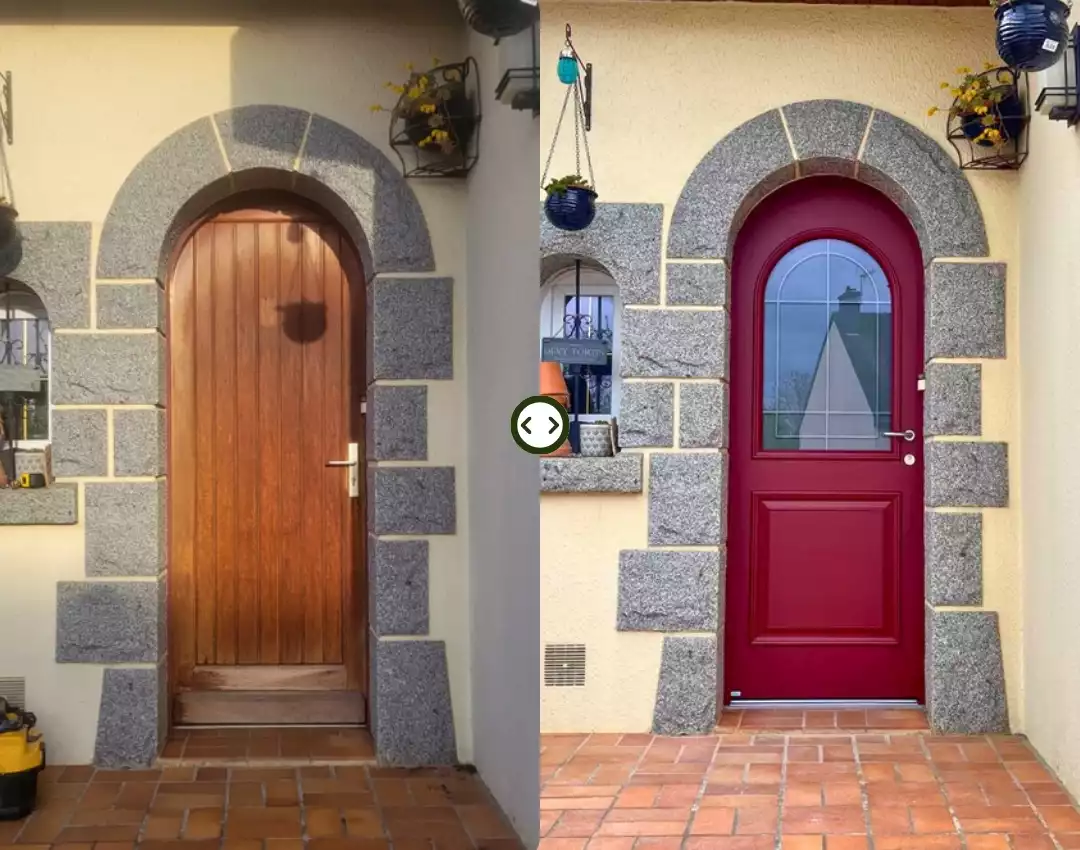 avant après porte d'entrée maison